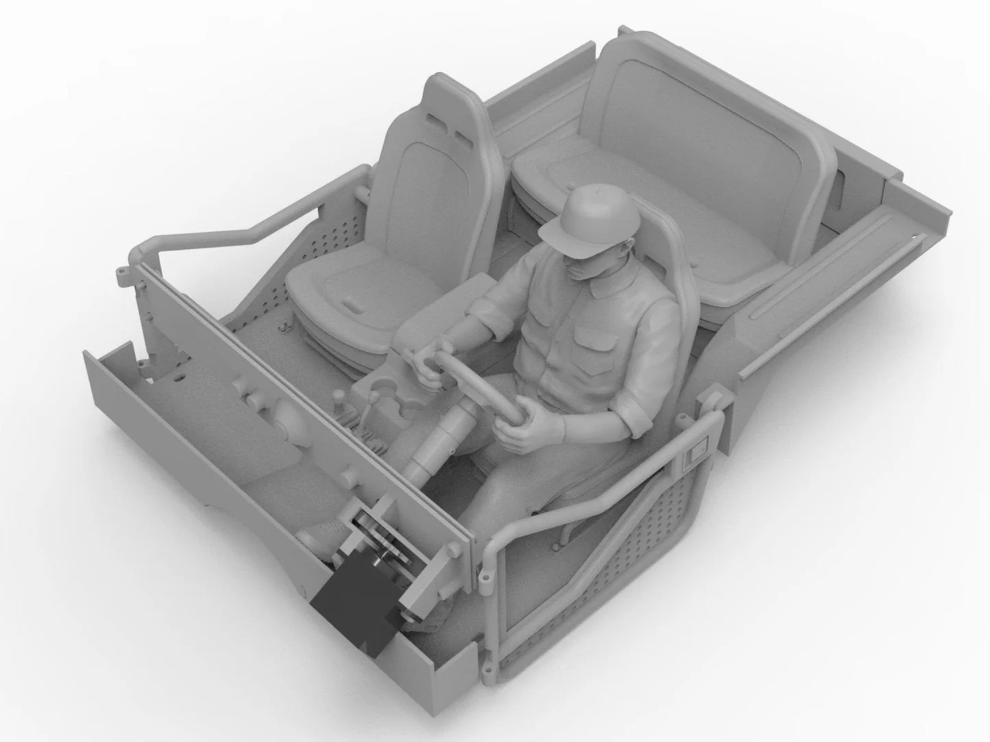 Axial CJ-7 Interior with Animatronic Driver for SCX10 III, 3D Printed parts, Knight Customs design