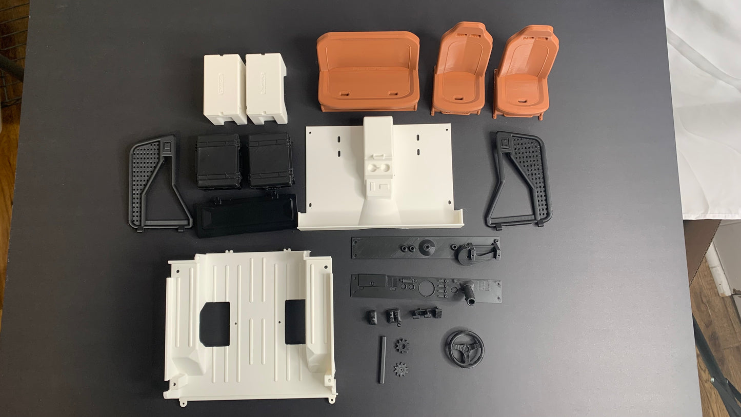 Axial CJ-7 Interior with Animatronic Driver for SCX10 III, 3D Printed parts, Knight Customs design