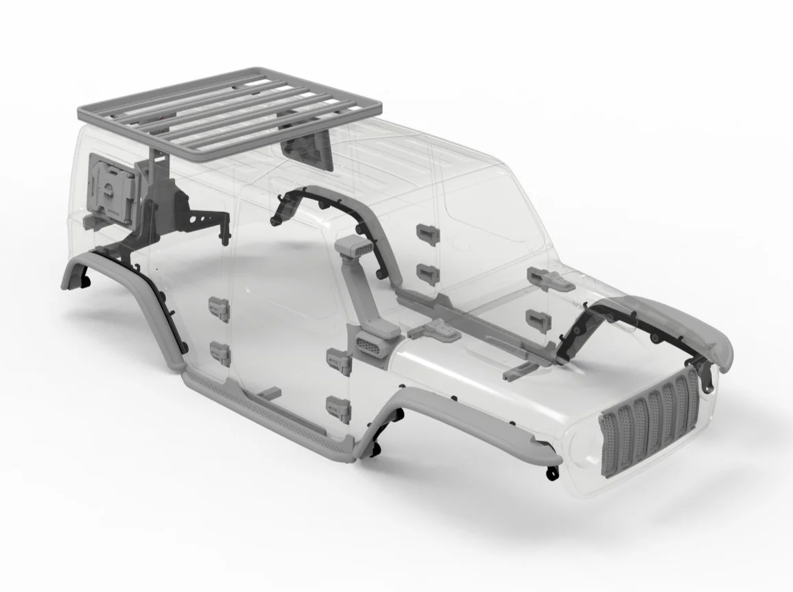 Tire Carrier with Light for SCX10 III Jeep JLU Body, 3 Pieces, 3D Printed Parts, Knight Customs Design