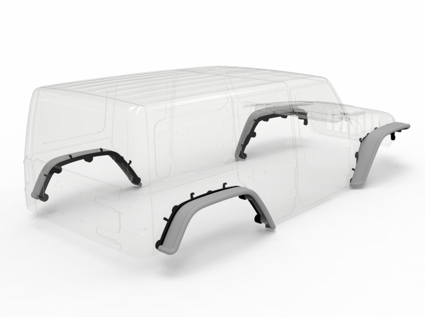 Fenders for SCX10 III Jeep JLU Body, 4 Pieces, 3D Printed Parts, Knight Customs Designs
