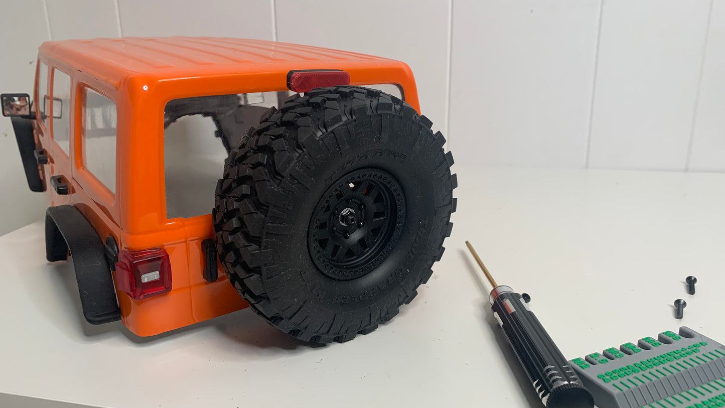 Tire Carrier with Light for SCX10 III Jeep JLU Body, 3 Pieces, 3D Printed Parts, Knight Customs Design