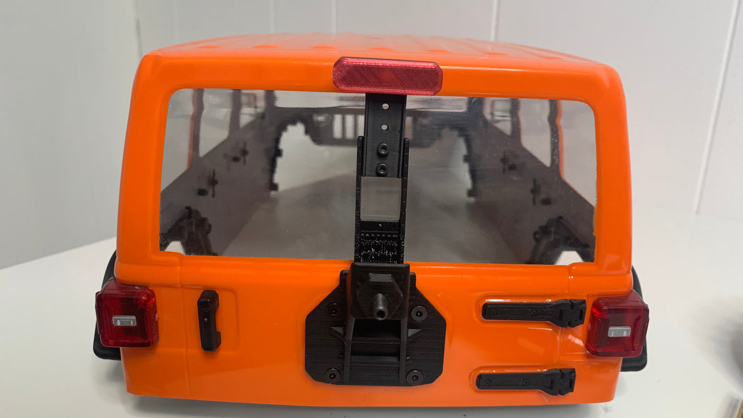 Tire Carrier with Light for SCX10 III Jeep JLU Body, 3 Pieces, 3D Printed Parts, Knight Customs Design