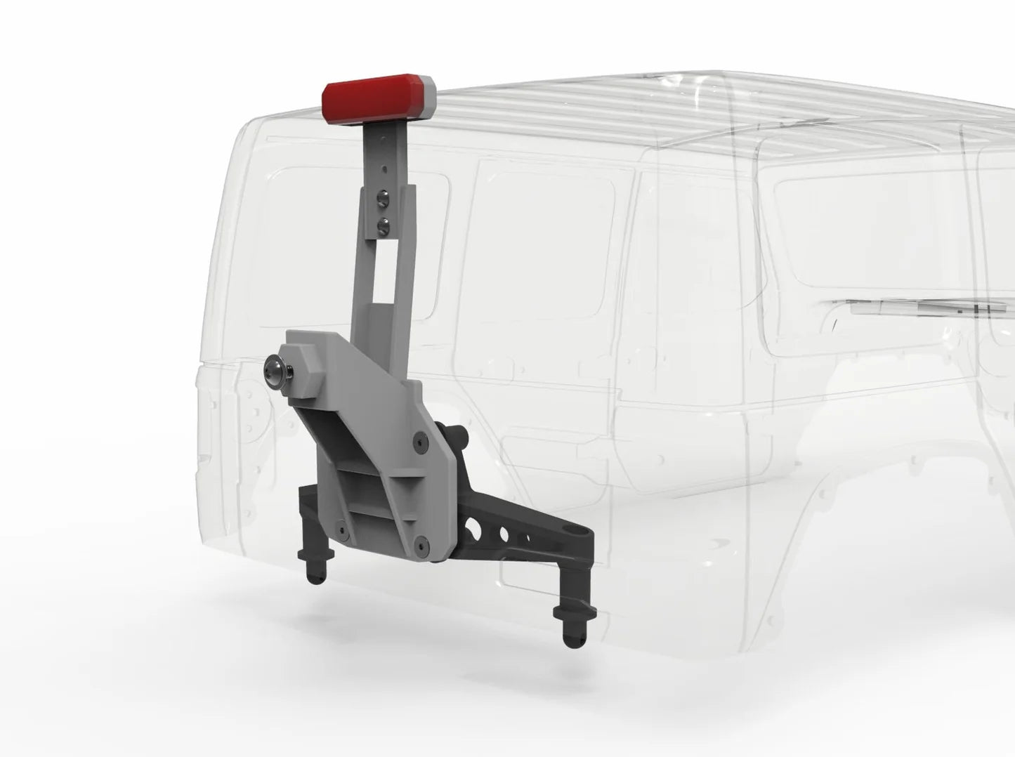 Tire Carrier with Light for SCX10 III Jeep JLU Body, 3 Pieces, 3D Printed Parts, Knight Customs Design