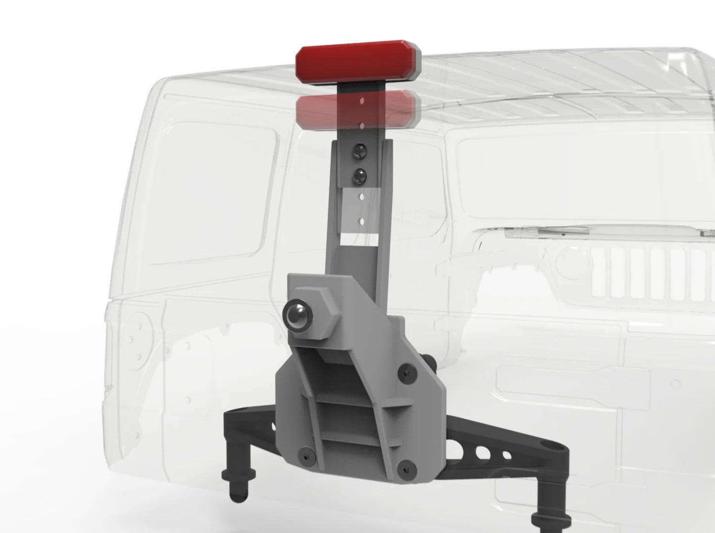 Tire Carrier with Light for SCX10 III Jeep JLU Body, 3 Pieces, 3D Printed Parts, Knight Customs Design